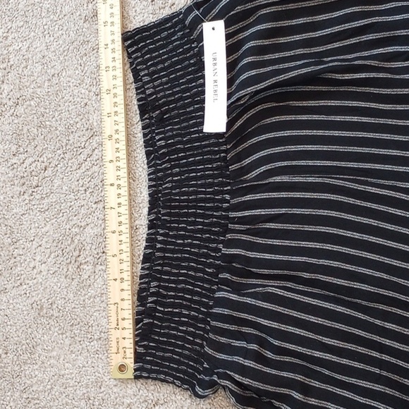 Urban Rebel Womens Wide Leg Pants Sz XL Black White Stripe High Rise Lightweight - Picture 2 of 5